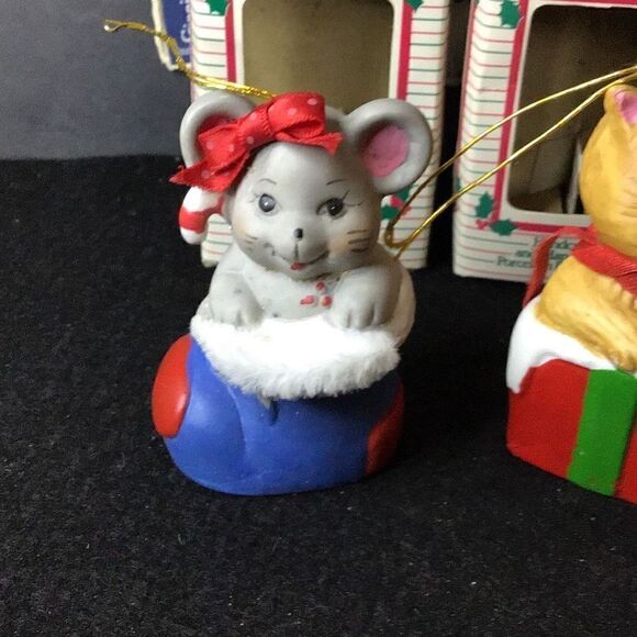 Ornaments set of 3 vintage hand painted and crafted animal bell ornaments by Gif - Picture 2 of 10